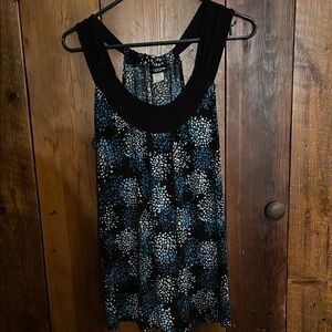 Perseption Black Camisole with Blue and White Floral Burst